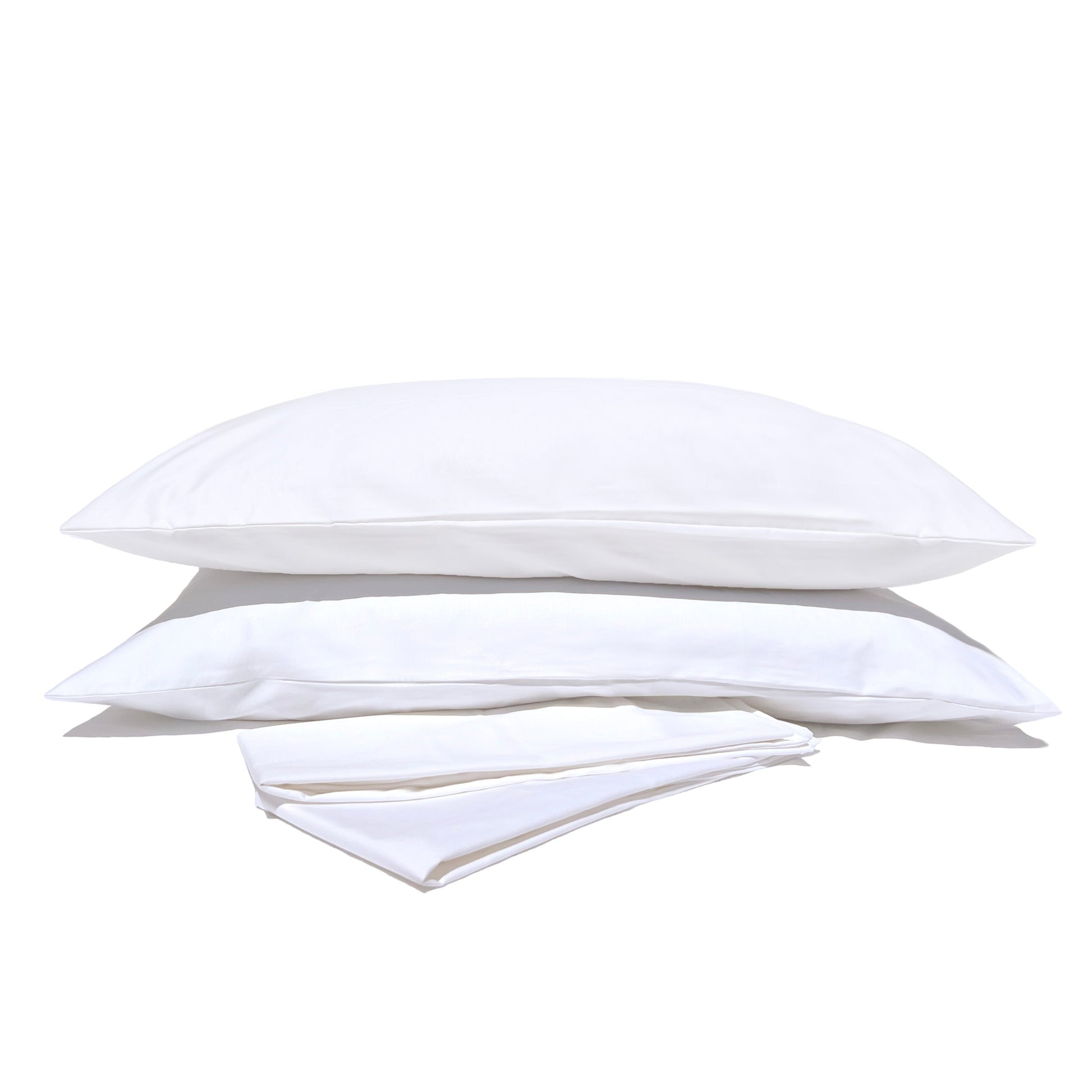 Two white pillows on a white surface with a Pillowtex Pillowcase 80% Cotton 20% Polyester | 300TC.